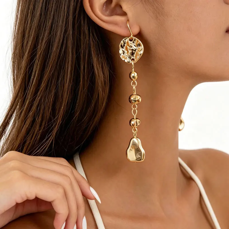 Irregular pleated round tassel stud earrings unique beautiful exaggerated earrings senior sense accessories