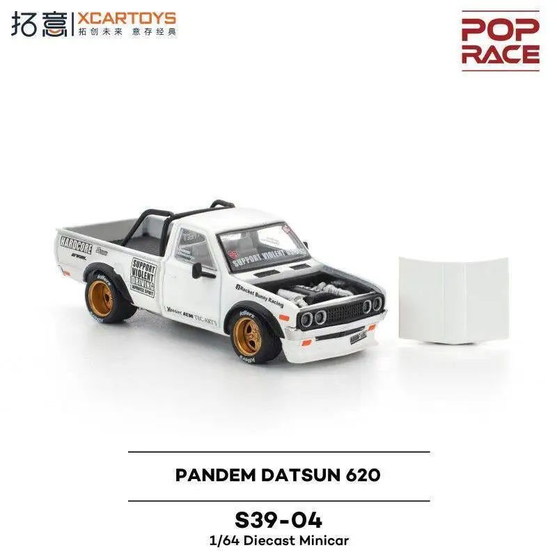 POP RACE 1:64 S39-04 PANDEM Datsun 620 White Pickup Alloy Car Model