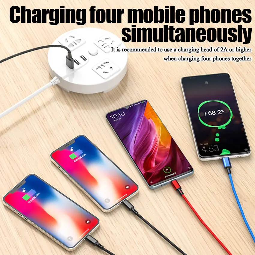 4 in 1 USB Fast Charging Cable USB Type C Cable 3 in 1 Micro USB Cable USB to IOS Cable for iPhone 14 Samsung Huawei