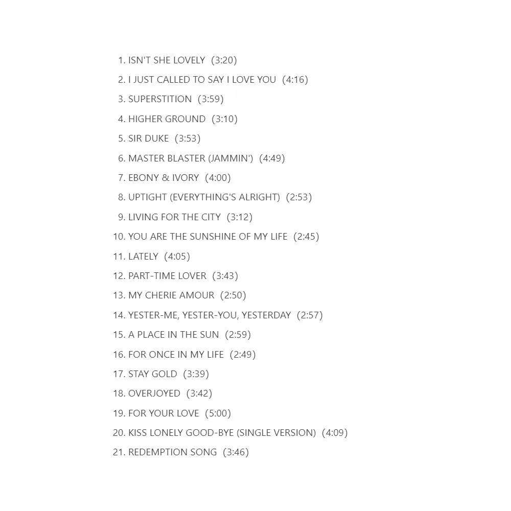 مراجعة CD Stevie Wonder Song A Greatest Hits Collection Release: 1996-12-10 (2CD)؛ 1998 (1CD) #5