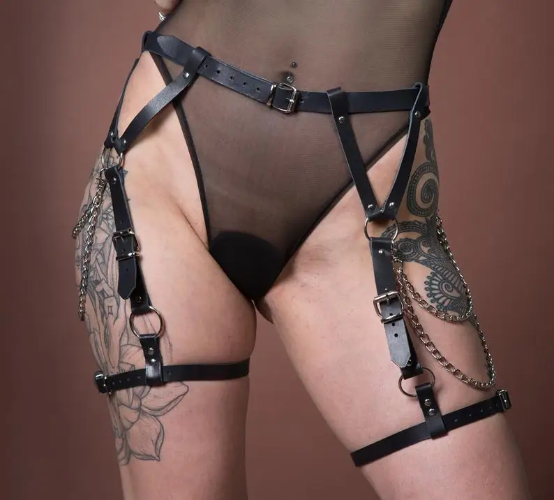 

Body Bondage Sexy Waist to Leg Garter Belts Harajuku Leather Harness Women's Lingerie BDSM Erotic Thigh Suspenders Fetish Seks