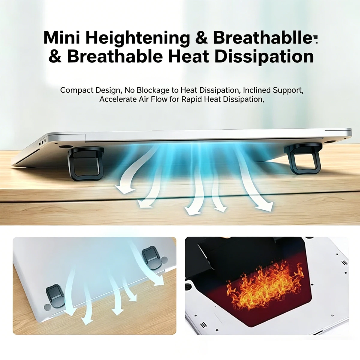 Laptop Stand Invisible Adhesive Bracket Foldable Storage Portable Heightening Stand Keyboard Foot Pad Support Stand