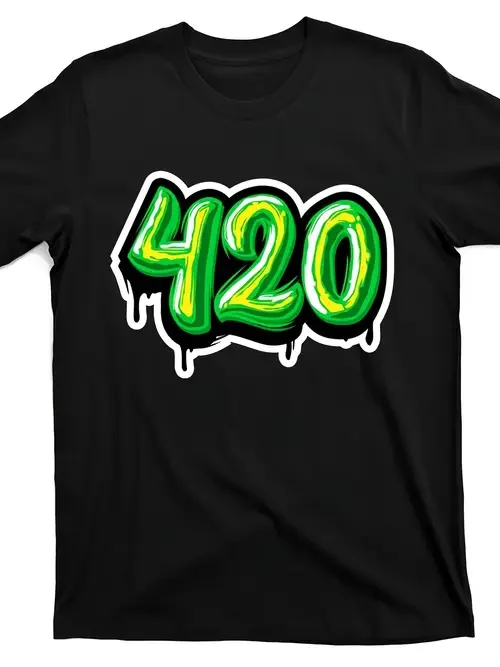 

420-graffiti--black-at-frontout fit for men [Cool Design] Street Trending Style Casual Tee men'S clothes Comfortable Cotton Ro