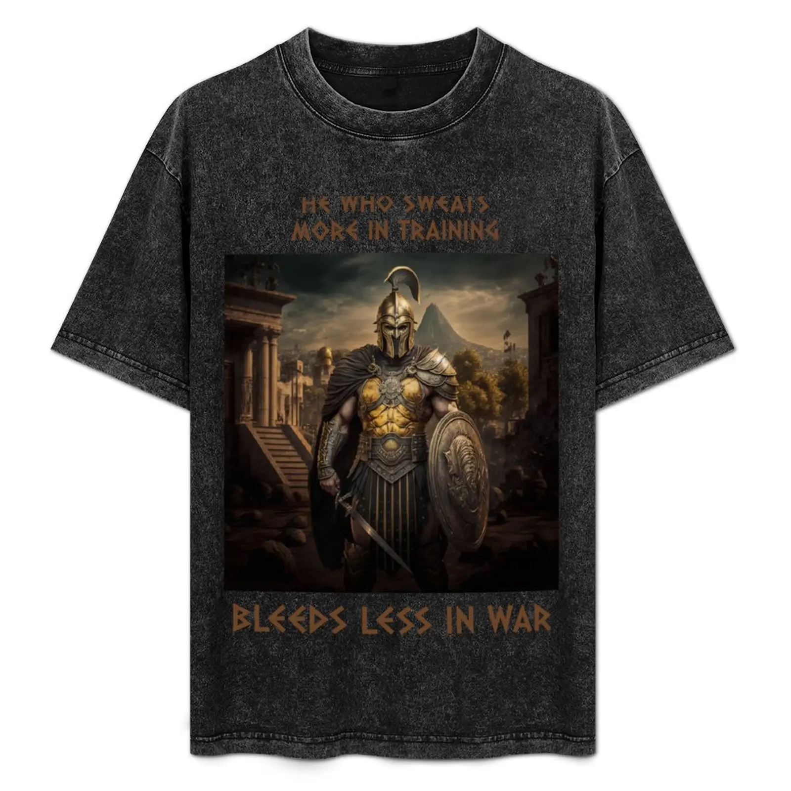 

King Leonidas with Spartan Creed T-Shirt Simple Print Design T-Shirt