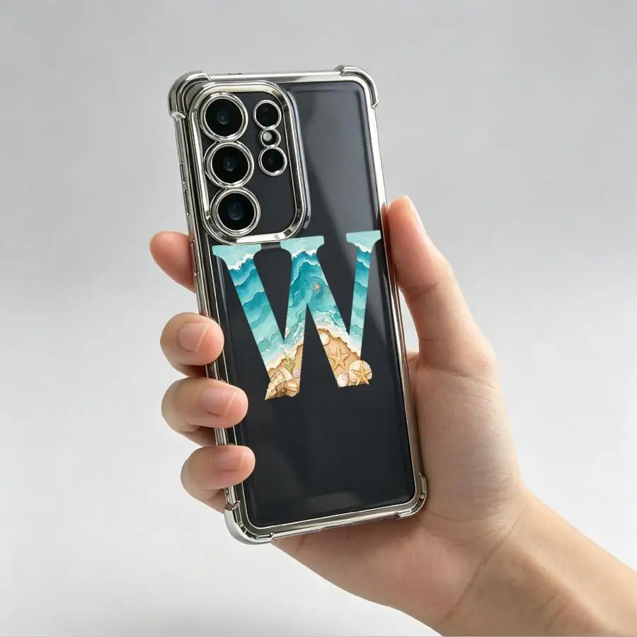 Bild 6: Strand Buchstabe K W Handyhülle für Samsung Galaxy 26 S22 Plus S21 S24 FE Note 20 Ultra S25 Edge S20 Ultra S23