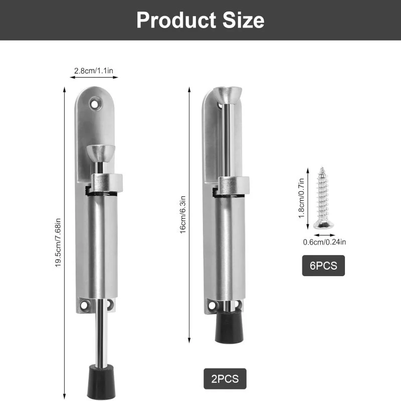 Windproof Door Stop, Pack of 2 Door Stops, Outdoor Door Stop, Floor with Foot Control, Spring Loaded, Zinc Alloy Lock