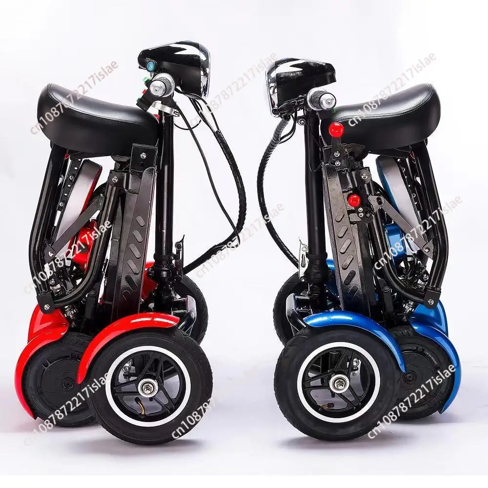 

Foldable Four Wheel Electric Scooter for Old People Seniors Travel Folding Mobility Scooter 4 Wheels 250W Dual Motor Protable