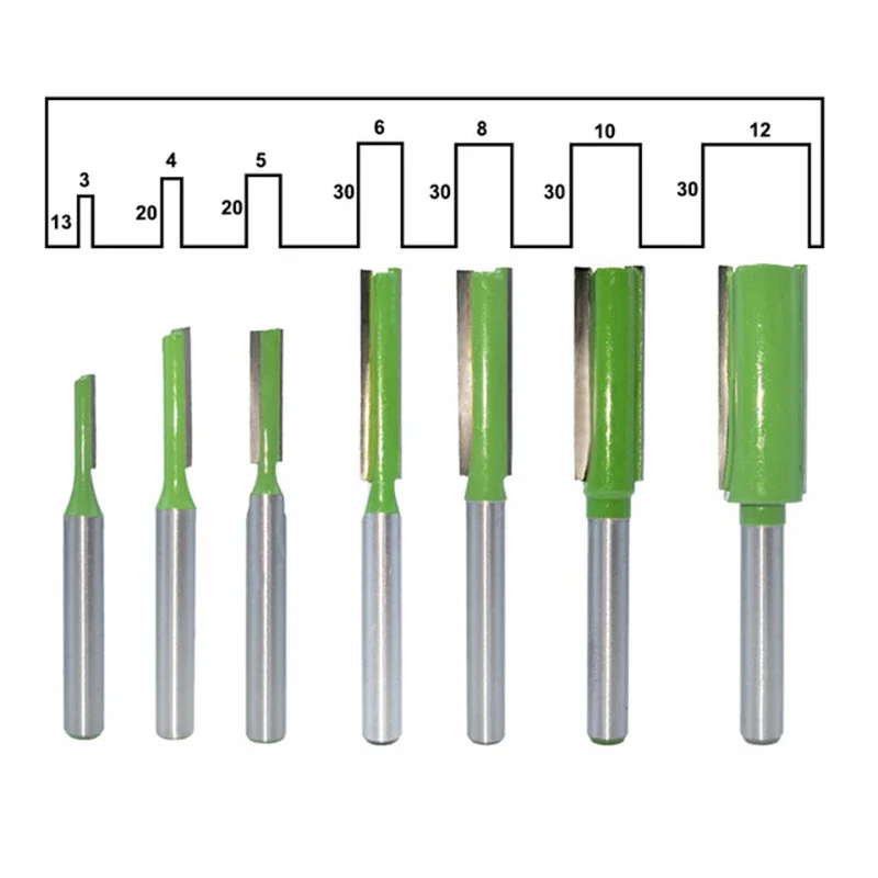 7 Uds. Fresa de broca recta de doble flauta con vástago de 6Mm para enrutador de carburo de tungsteno de madera herramienta de carpintería Mc06021