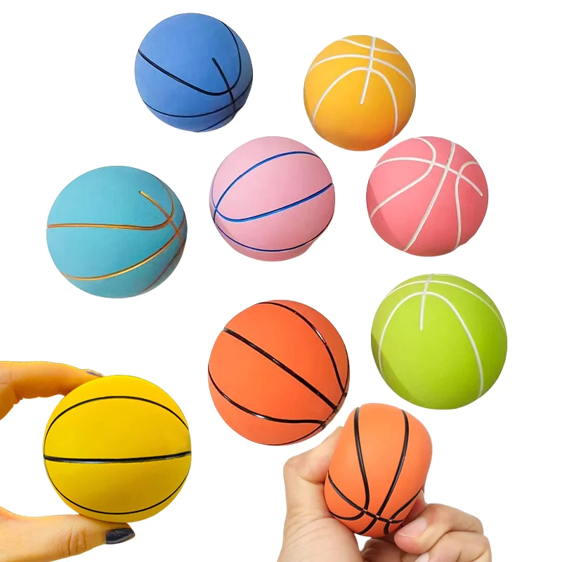 2Pcs 6cm Ultra-high Elastic Mini Rubber Small Basketball Decompression Hollow Elastic Ball Children's Toy MINI Basketball Gift