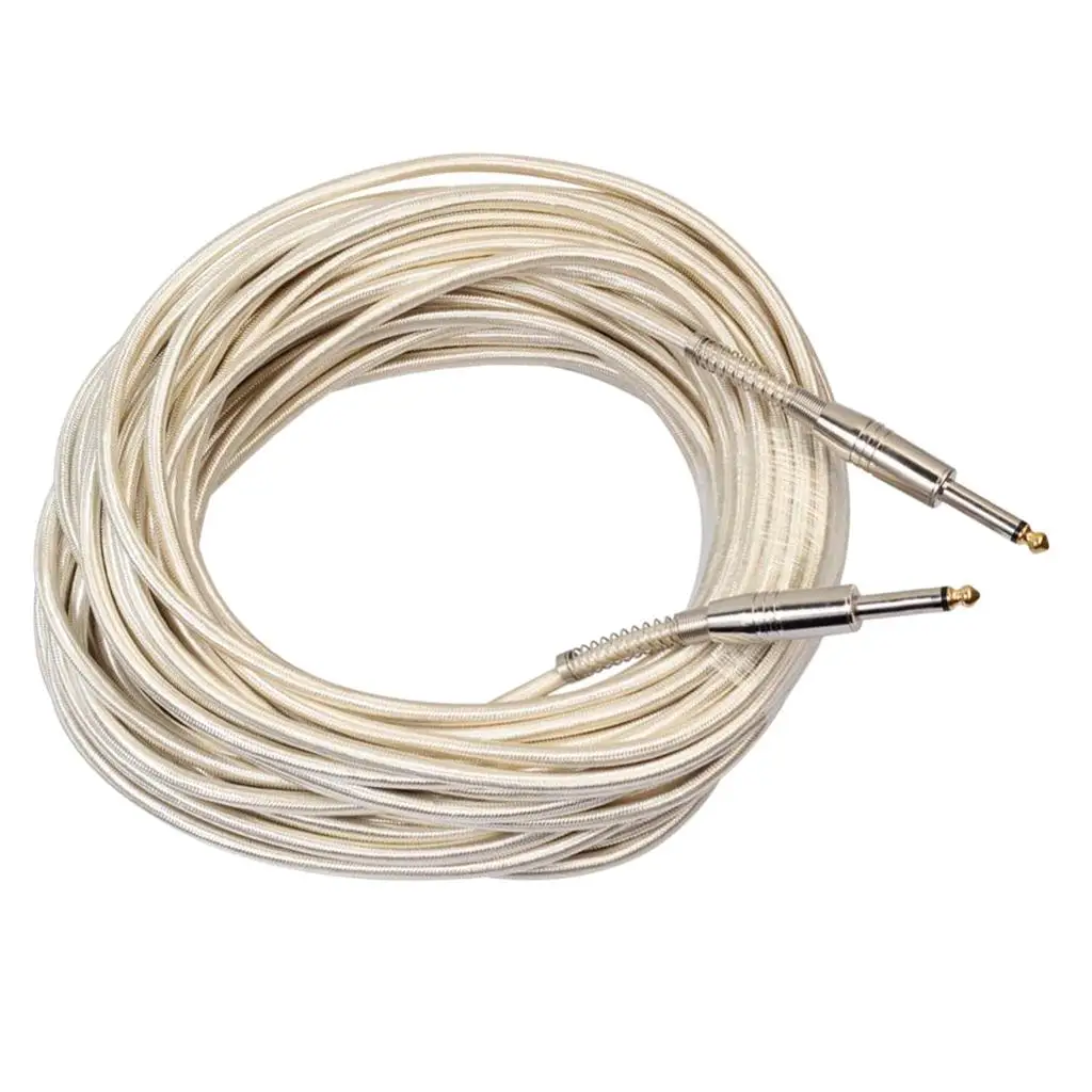 Coiled Style Guitar Audio Connect Line 6.35mm Mono Male to Male Gold Plug Cable for Mixer Speaker Headphone Amplifier