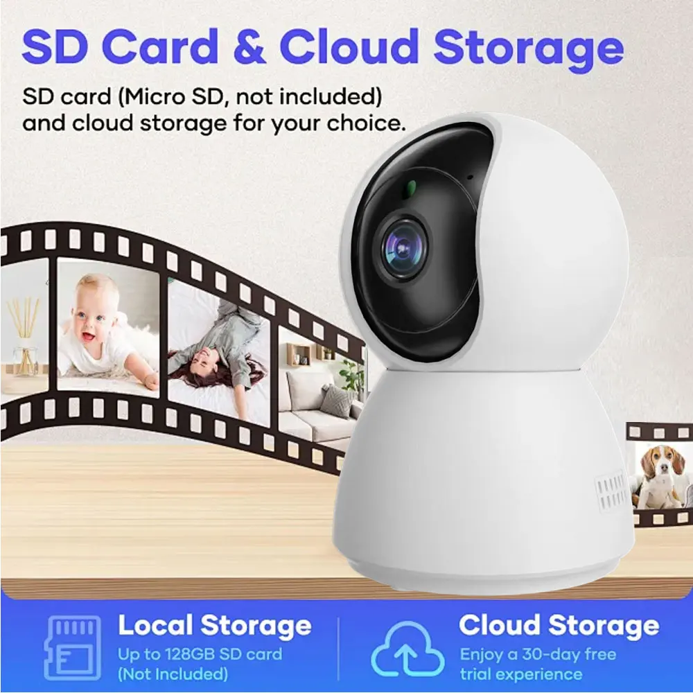 Tuya 5MP HD Mini PTZ Camera Night Vision WiFi Indoor Camera Voice Alarm Two-way Audio AI Movement Tracking IP Smart Life Home