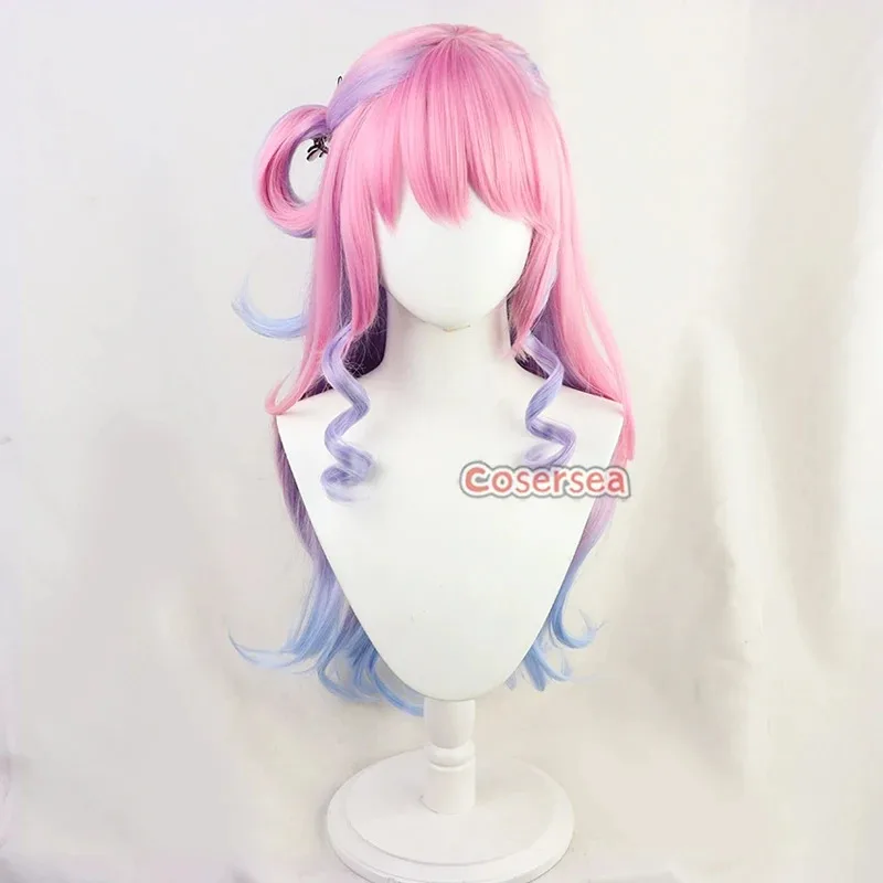 Cosersea Himemori Luna 코스프레 가발 가상 YouTuber Himemori Luna 80cm 긴 핑크 혼합 블루 가발 합성 머리 내열성