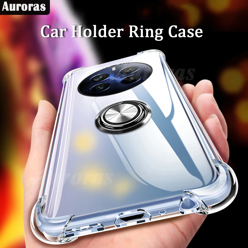 For Realme 12 13 Plus Case Adsorbable Ring Transparent Airbag Bumper Silicone Shell For Realme 12 13 Pro Plus + Cover Fundas