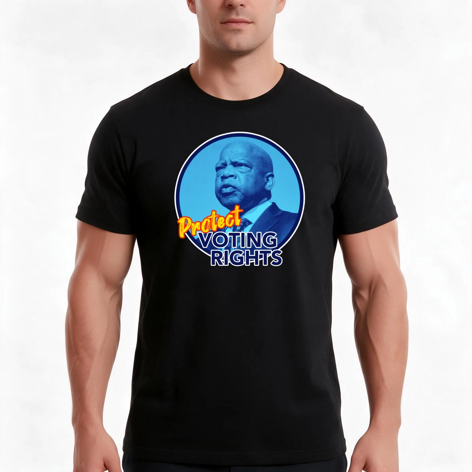 John Lewis - Protect Voting Rights T-Shirt, Summer Casual Cotton Tee, Oversized Streetwear Tops, Vintage Graphic Print