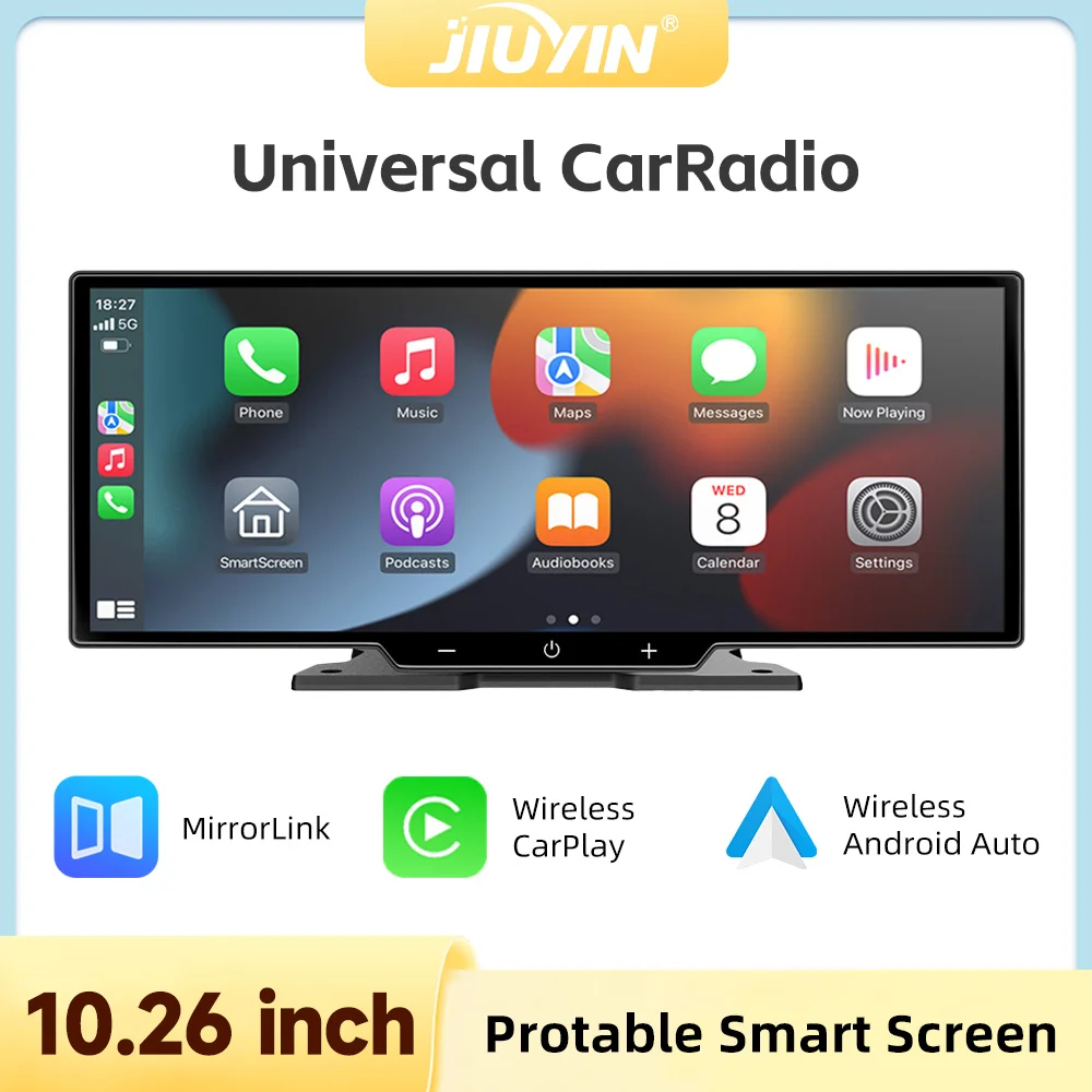 JIUYIN 10.26 بوصة راديو السيارة الوسائط المتعددة مشغل فيديو لاسلكي Carplay أندرويد السيارات المحمولة شاشة تعمل باللمس لكاميرا الرؤية الخلفية
