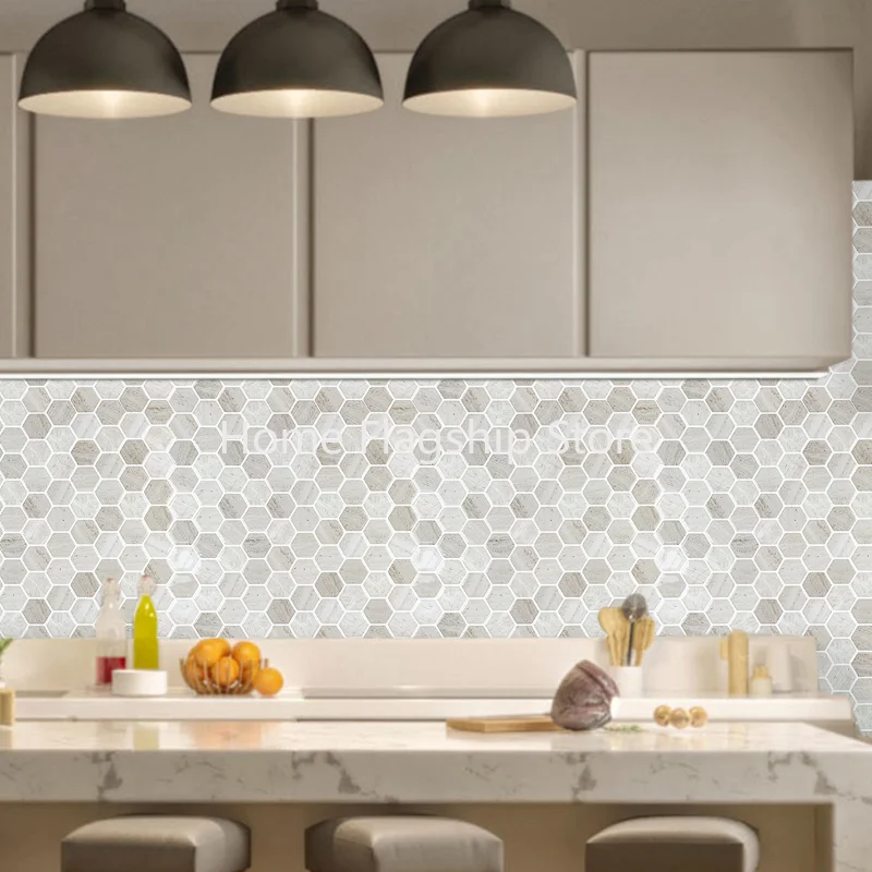 Papel tapiz Hexagonal de pelar y pegar, pegatina de azulejo, azulejos de vinilo, decoración de pared de cocina, pegatinas de pared de baño impermeables