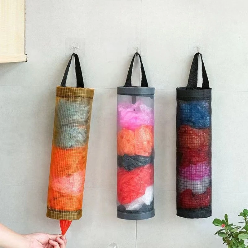 Space Saving Wall Hanging Storage Bag Large Capacity Kitchen Organizer for Plastic Bags Garbage Bags Sundries