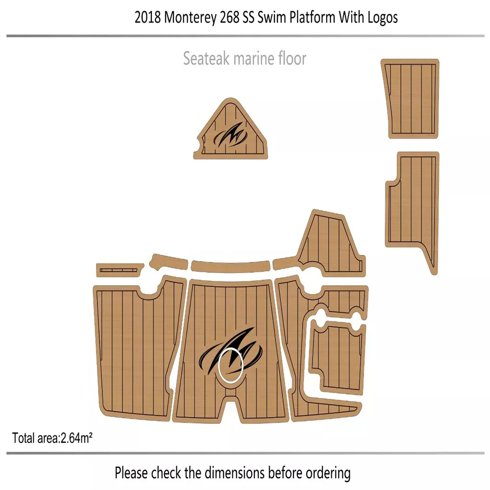 

2018 Monterey 268 SS swim platform 1/4" 6mm EVA Foam FAUX Teak deck floor Mat SeaDek MarineMat Gatorstep Style Self Adhesive