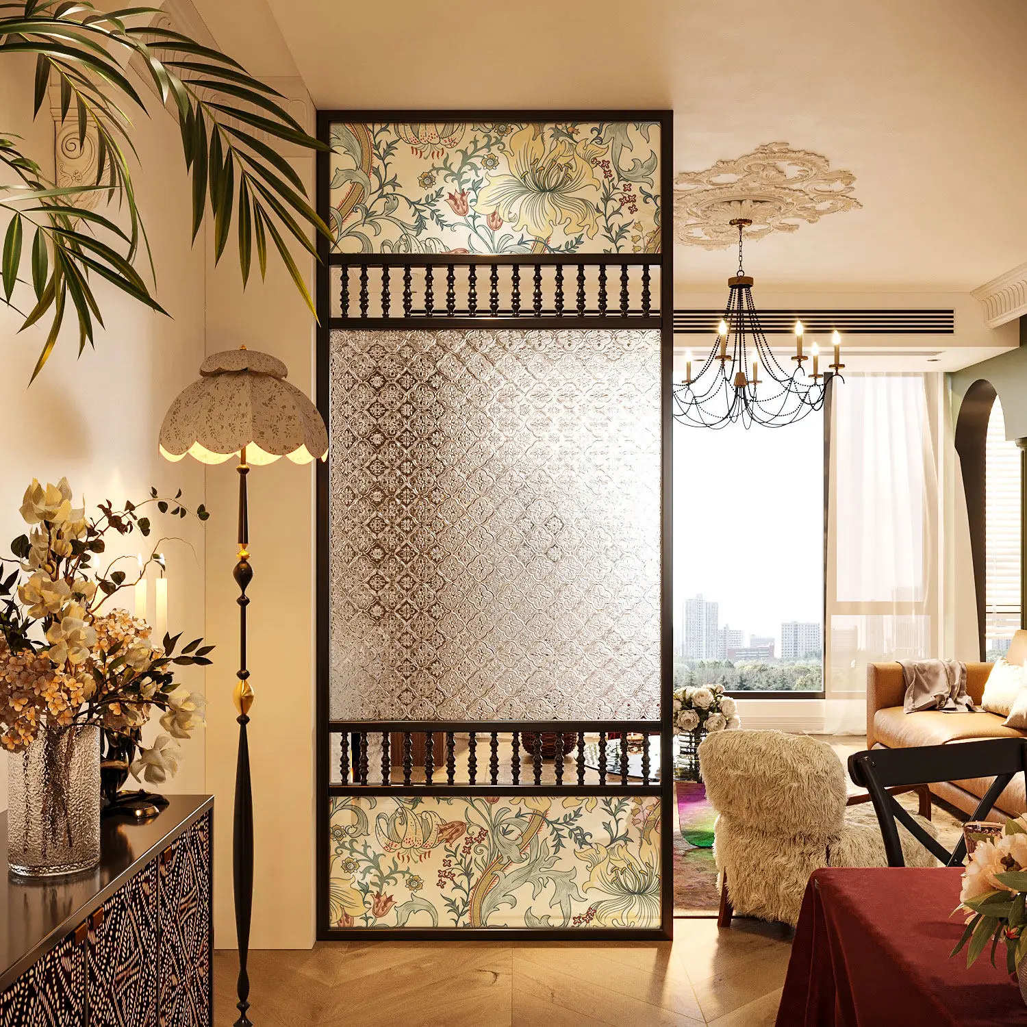 Screen entrance entrance living room solid wood seat screen blocking sofa facing balcony partition wall
