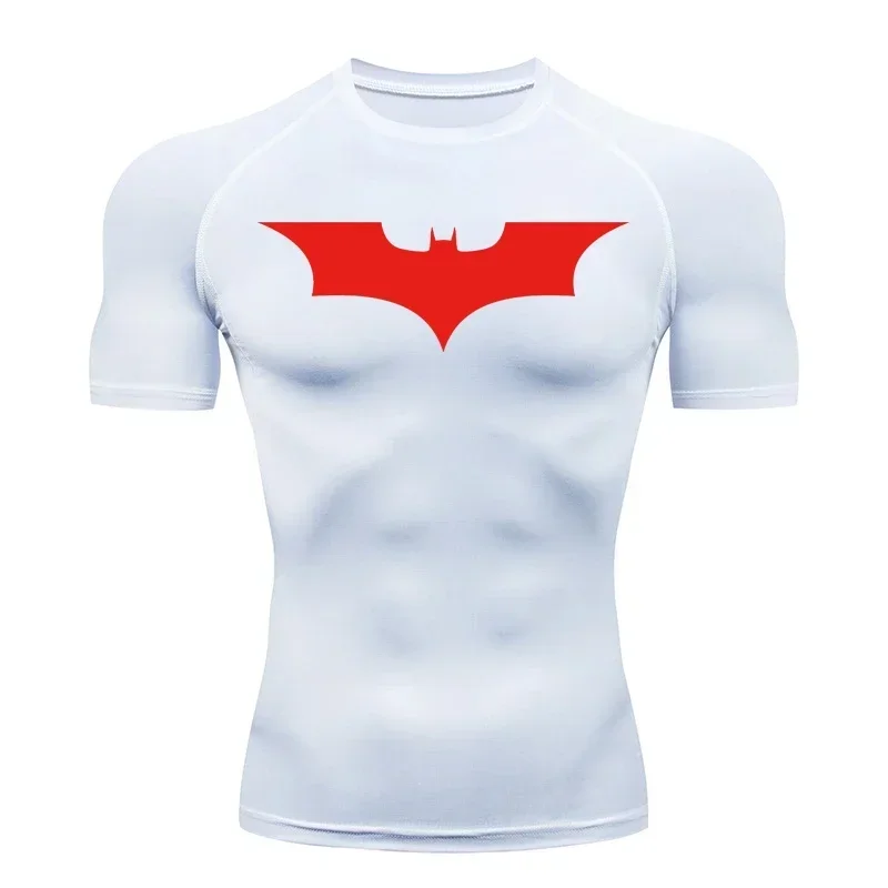 Fitness Man T-shirt Bat Print Koszulki kompresyjne dla mężczyzn Letnie koszulki z krótkim rękawem Rash Gym Workout Running Tshirt Sportowe koszulki