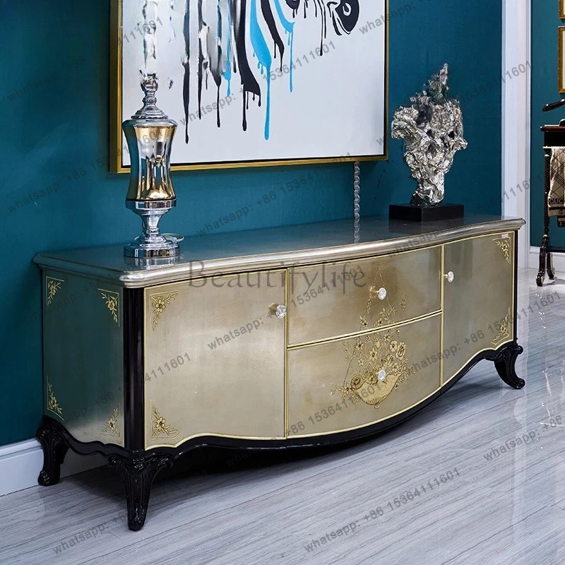 Court French furniture European solid wood porch display cabinet Neoclassical decorative counter back cabinet