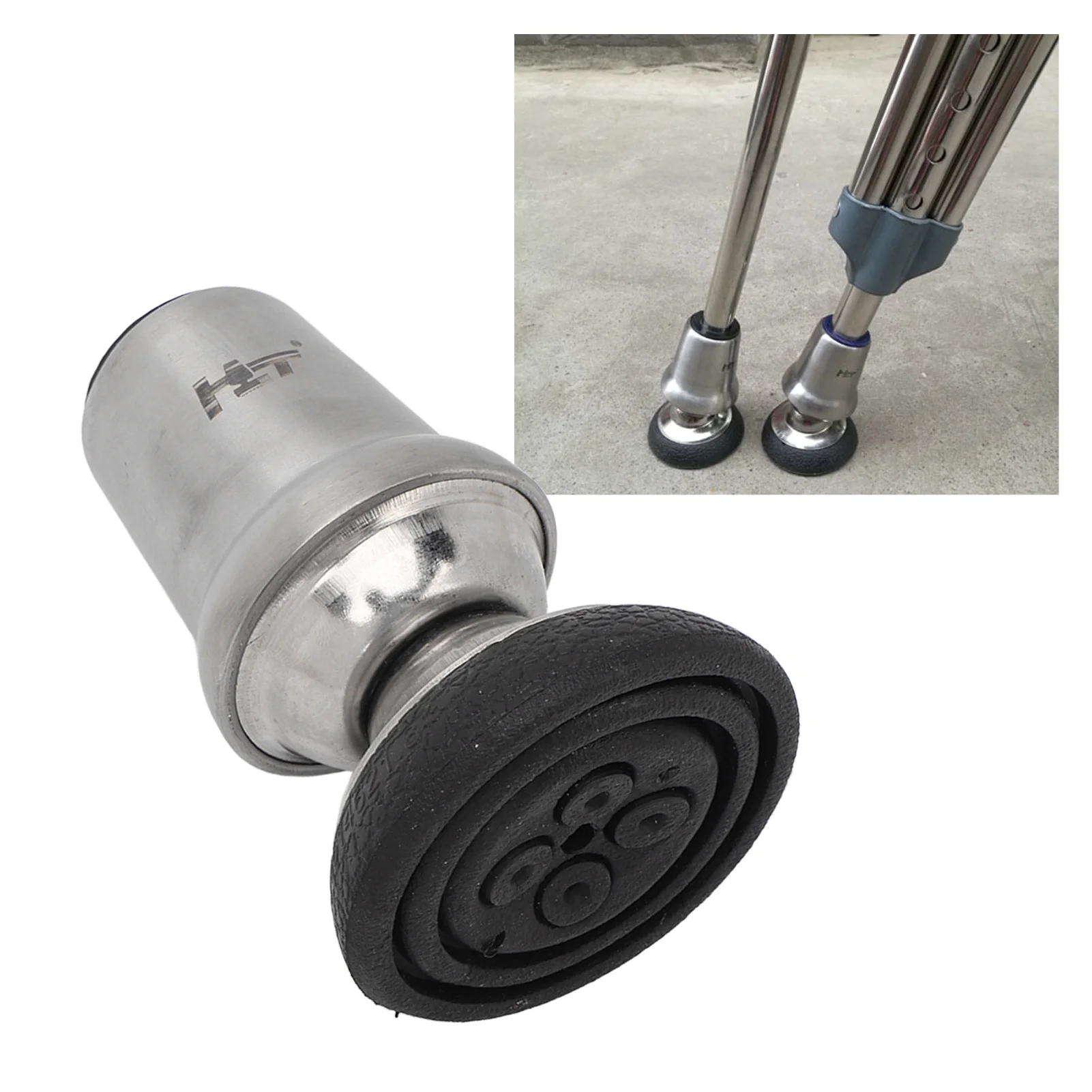 Crutch Tips Walking Cane Stick Tips 19mm Inner Diameter Heavy Duty Rubber Slip Resistance Universal Swivel for Outdoor Cane Pad