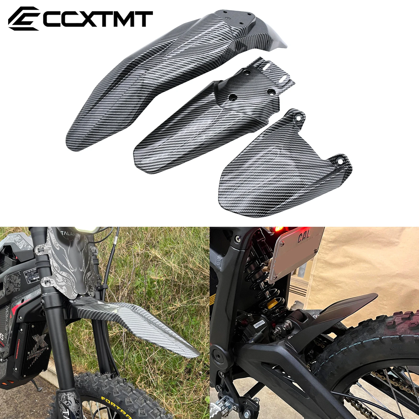 Motorcycle Front Rear Fender Carbon Fiber For Talaria Sting X3 MX3 MX4 MX5 5.0 6.0 8.0 Dust Mudguard General Modification Parts
