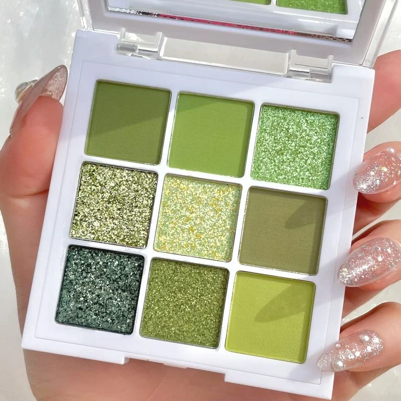 Paleta de sombra de ojos perlada verde aguacate, Guacamole, lentejuelas brillantes, ilumina el cuidado de los ojos, paleta de maquillaje cosmético femenino, nuevo