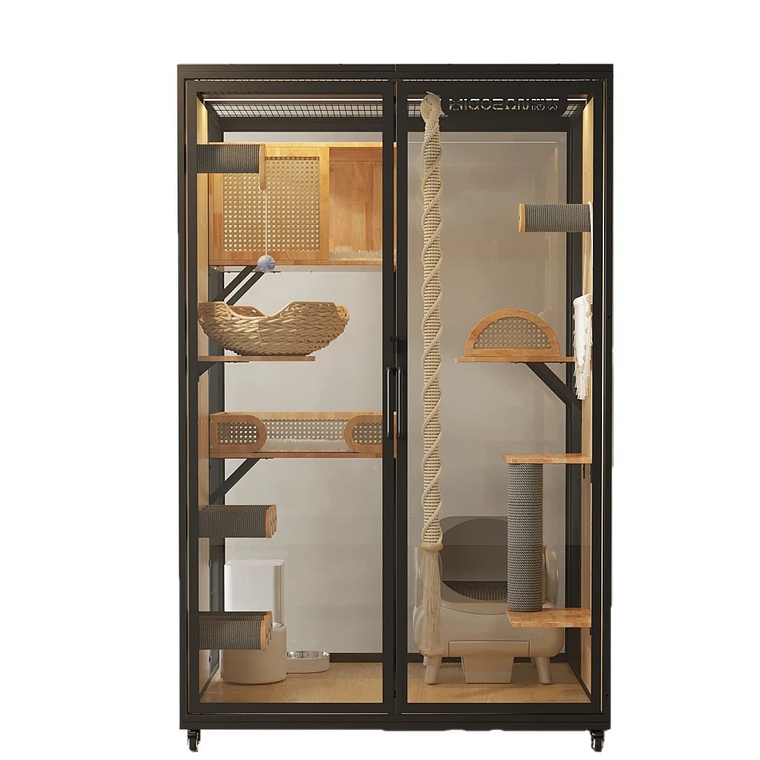 

Переносная клетка для кошек, кошачья вилла с панорамным остеклением, кошачье гнездо из массива дерева, панорамный домик для питомцев с остеклением.