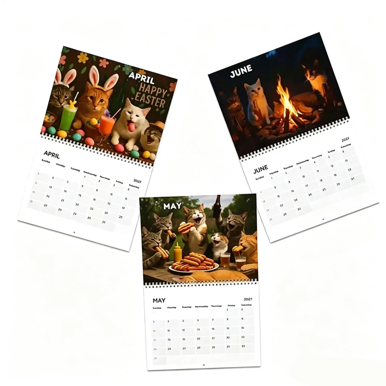 2027 Drunken Cat Calendar Funny Drunk Cats Illustrations Schedule Planner Wall 12 Month Calendar Home Office Decoration