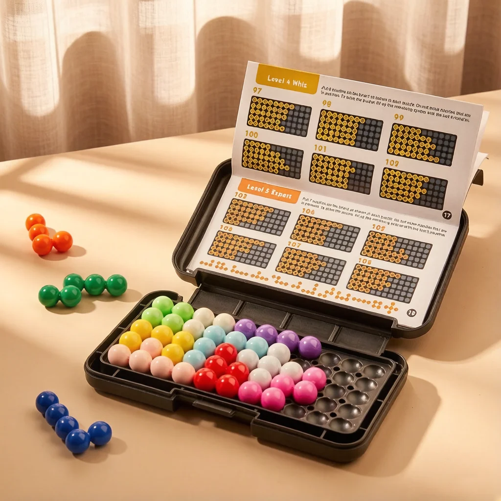 Juego de Mesa de Rompecabezas 3D con Cuentas Mágicas, Juguete Educativo Intelectual, Juego de Mesa de Escritorio para Niños para Entrenar el Pensamiento Lógico y el Razonamiento