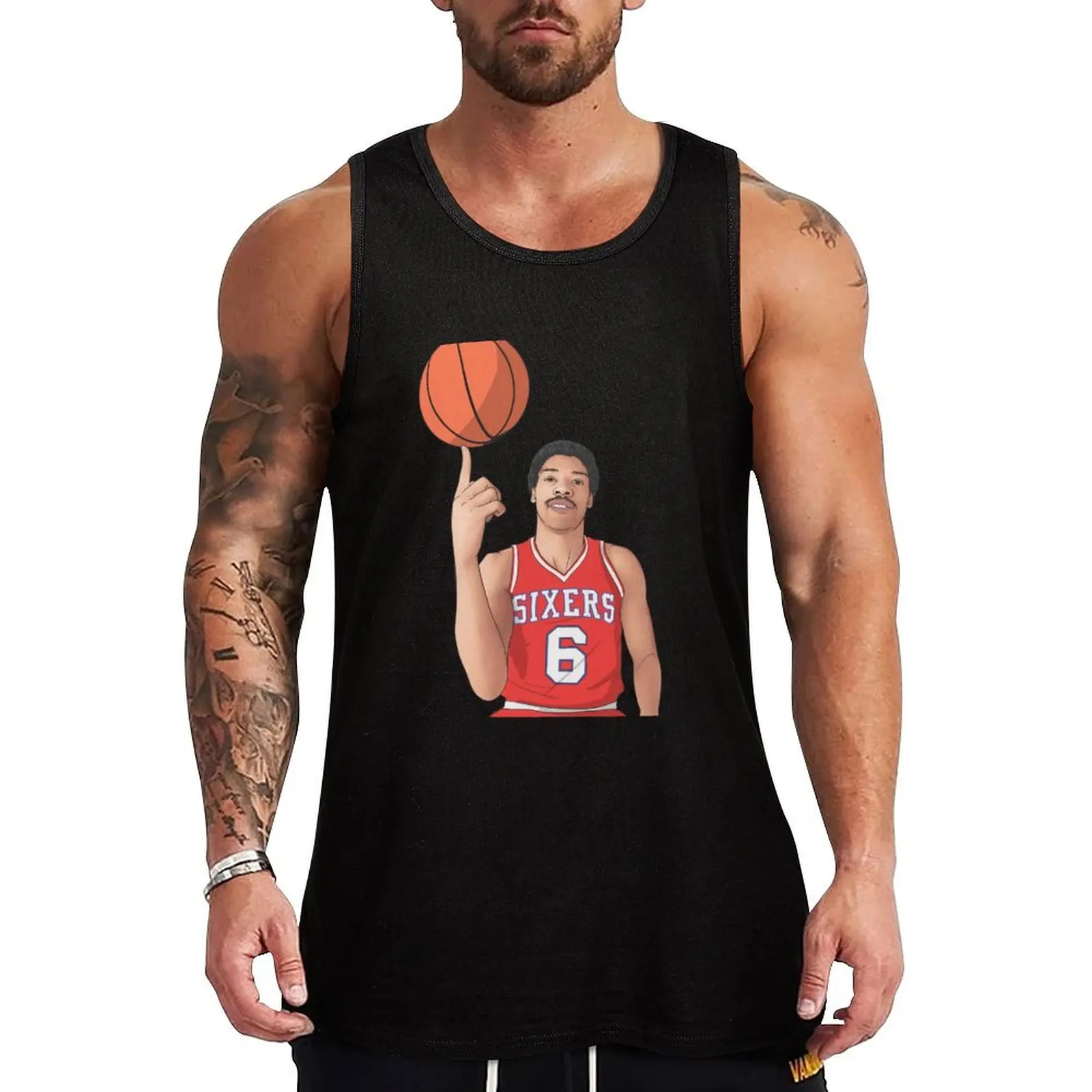 Julius Irving - Dr. J - SIXERS Tank Top Active Tank Top Leve para treino e academia sem mangas