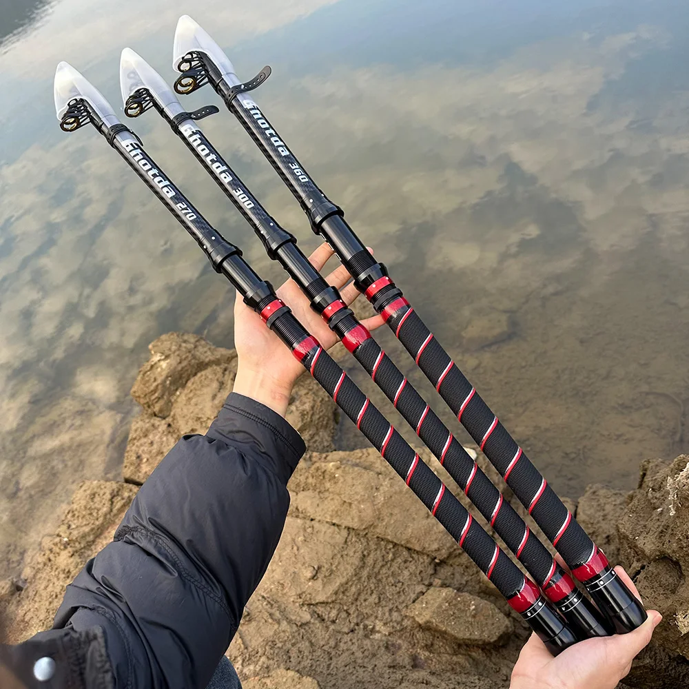 Cañas de Pescar Telescópicas de Carbono para Spinning y Surfcasting