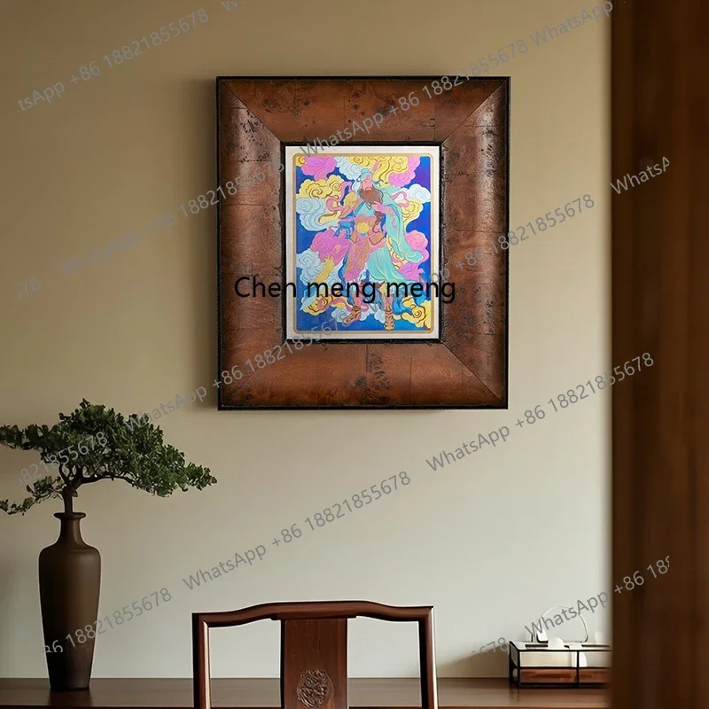A74Pure handmade micro-engraving, Guan Gong pure titanium mural art hanging painting business gift