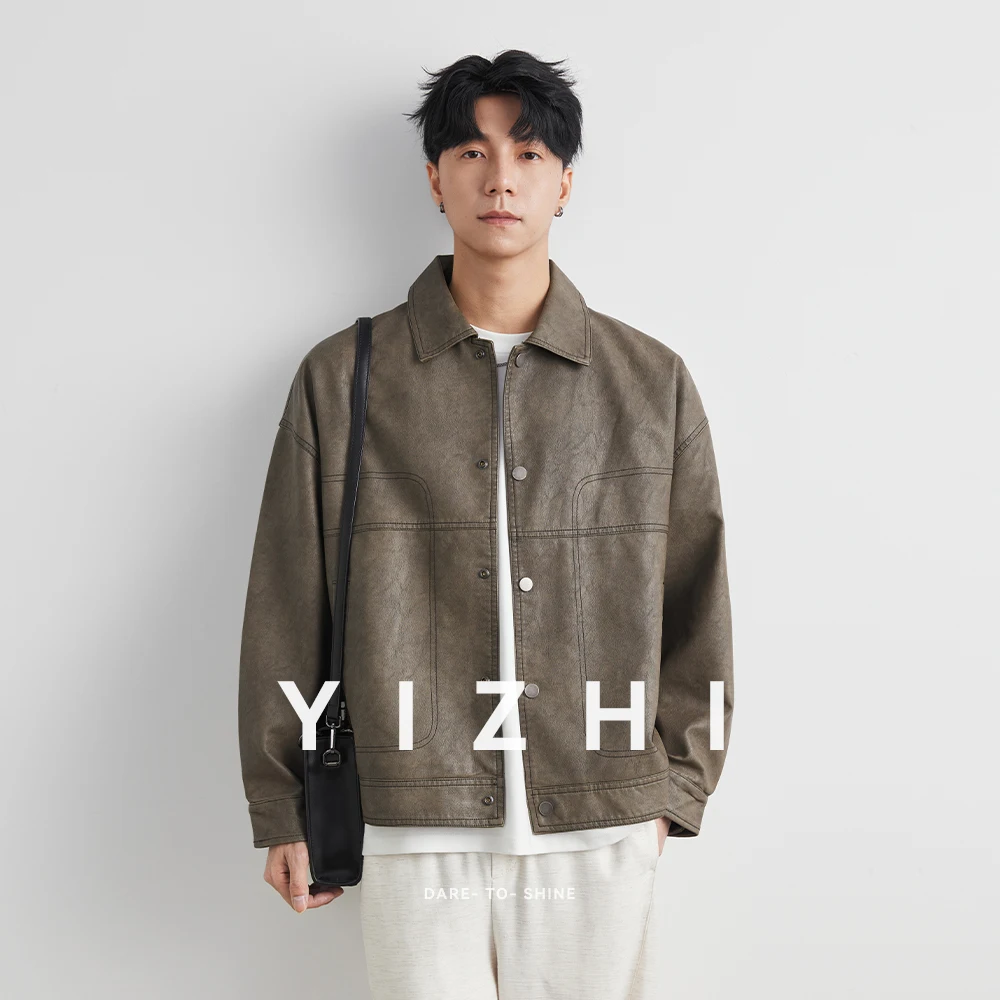 Fashion Men‘s Leather Jacket British Style 2025 Autumn Winter Retro Warm Solid Casual Slimming Short Jacket Coats Men Clothing