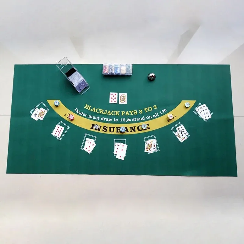 블랙잭 포커 게임 테이블 매트, 카지노 부직포 인쇄 고급 게임 식탁보, 가족 파티 엔터테인먼트 액세서리, 180x90cm