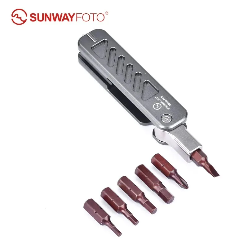 SUNWAYFOTO Folding Tool Set with Hex Key Wrenches Stainless Steel 2.5/3/4/5mm, Phillips and Flat Head, Edc Multitool K