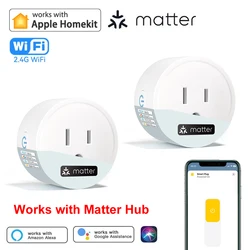 Matter Smart Plug US Smart Socket Wifi Mini Home Power Outlet for Homekit APP Remote Control Works with Siri Alexa Google home