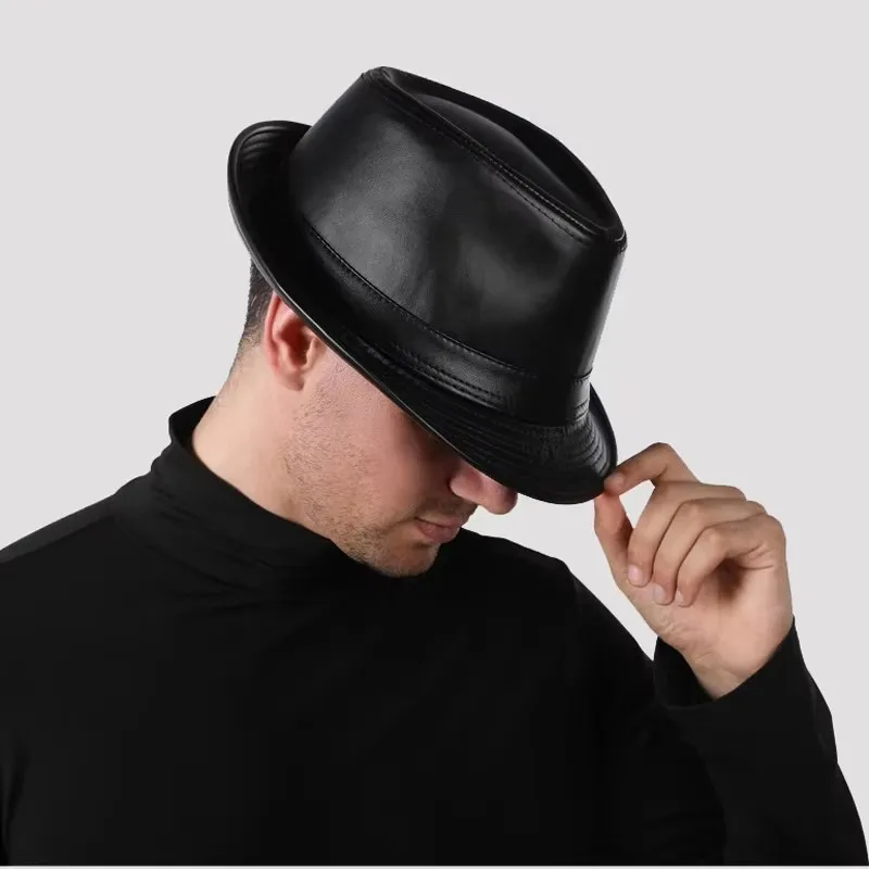 black-genuine-leather-suede-print-geometry-top-wide-brim-fedoras-spring-winter-men-women-british-gentlemen-style