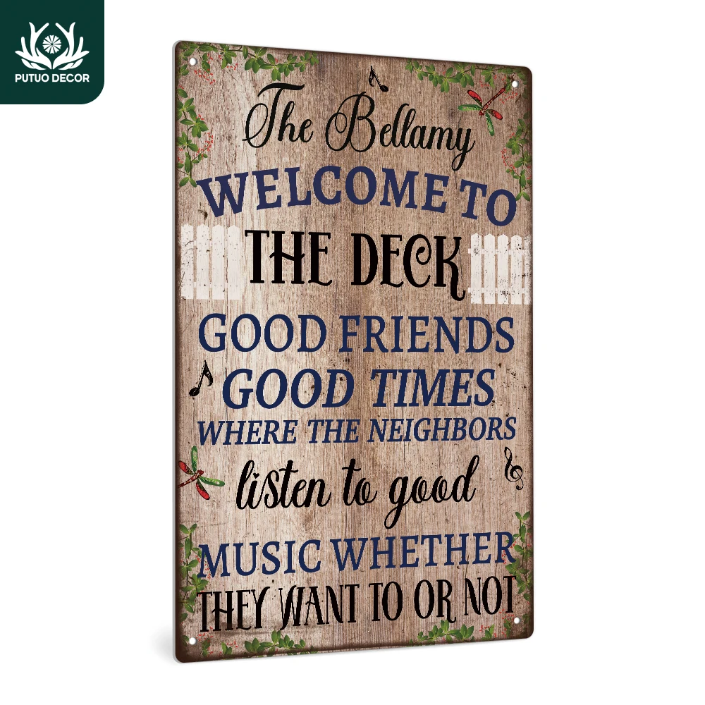 

Putuo Decor 1pc Custom Tin Sign, Welcome to the Deck,Personalized Plaque Wall Decoration for Home Farmhouse Deck,7.9x11.8 Inches