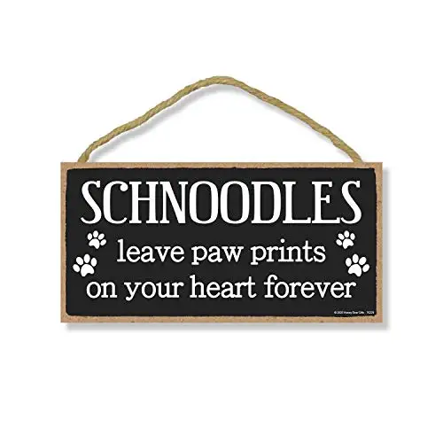 Honey Dew Gifts Schnoodles Leave Paw Prints, Wooden Pet Memorial Home Decor, Decorative Dog Bereavement Wall Sign, 