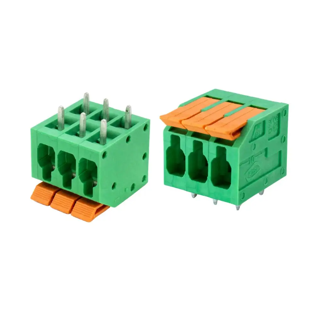 100PIN Green Push In Spring Screwless PCB Terminal Block 5.0mm Pitch 2604-3102 3103 3104 3105... Series Connector