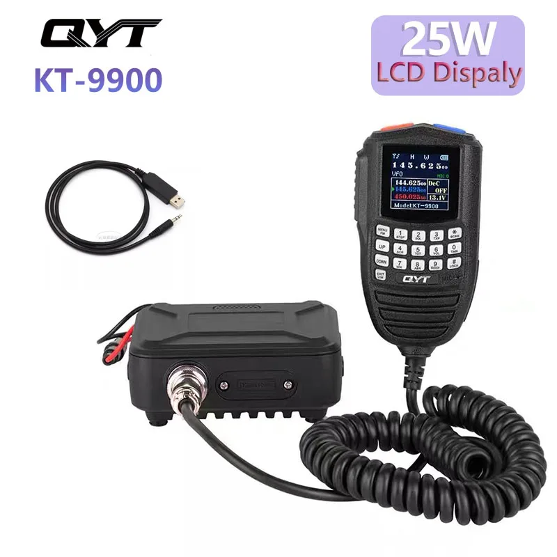 

QYT Original New KT-9900 Microphone Display 25W Dual Band Mobile Transceiver Mini Color Screen Ham Radio