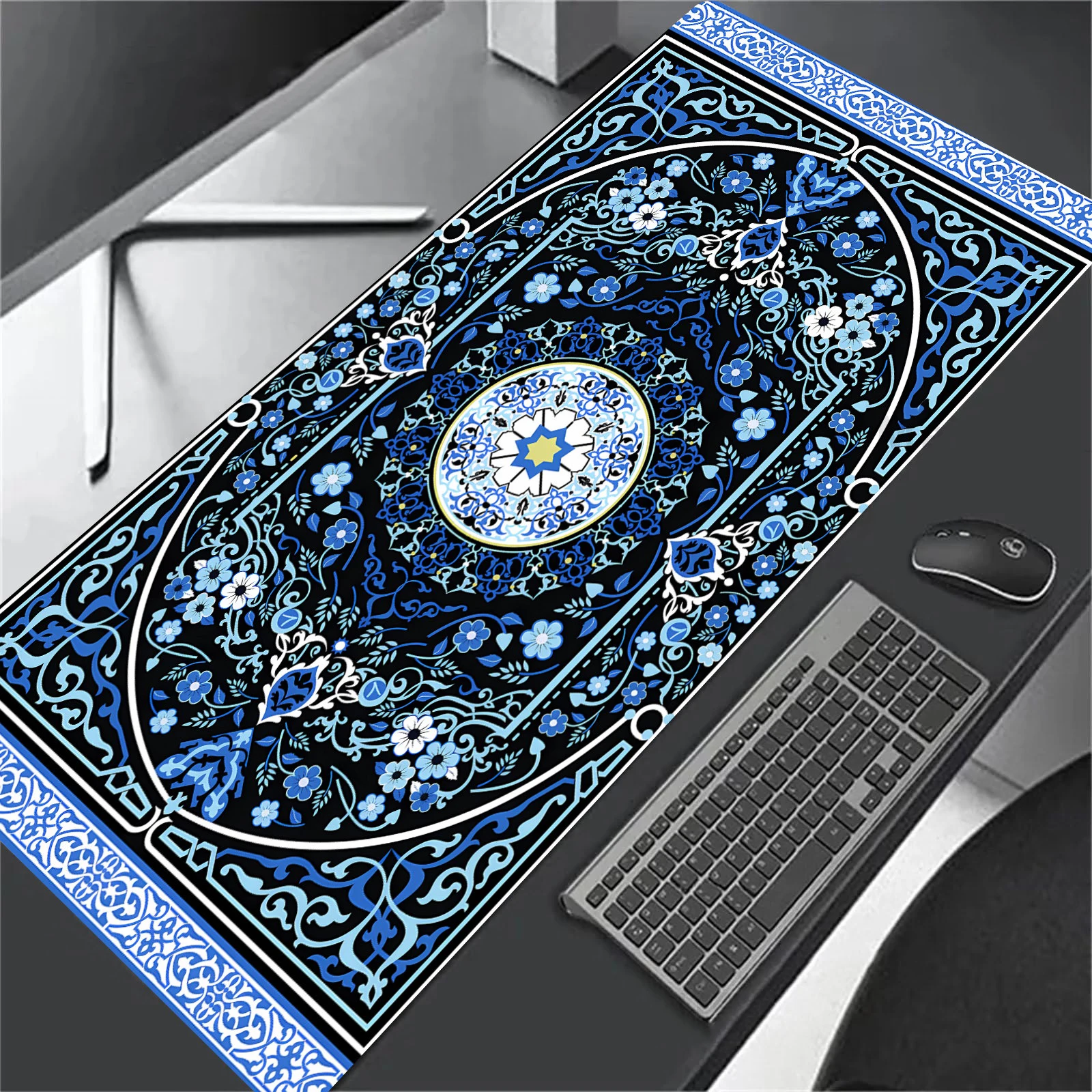 Blue Persian Carpet Office Supplies Rubber Non Slip Keyboard Desk Mat Persian Texture Desktop Gadget XXL Gaming Mouse Pad