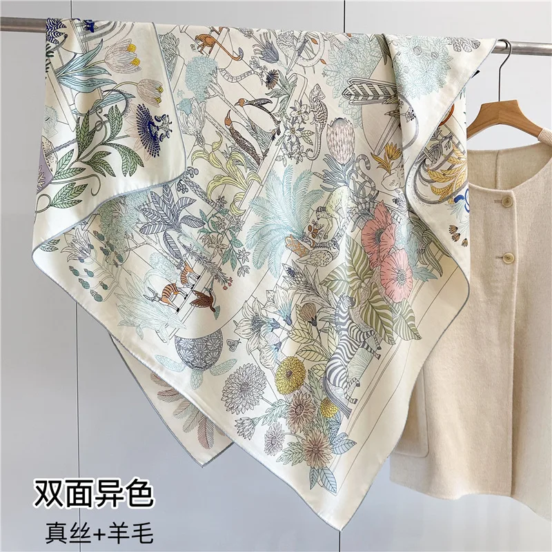 

Luxury Silk Wool Scarf with Double-Sided Different Colors and Hand-Made Rolled Edges Fashionable Shawl Scarf