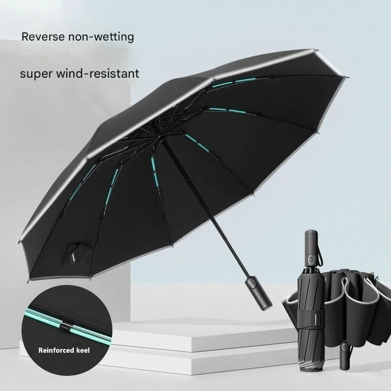 Fully Automatic Large Folding Umbrella Reinforced Windproof Rainproof Sun Protection UV Protection Car-Mounted Umbrella