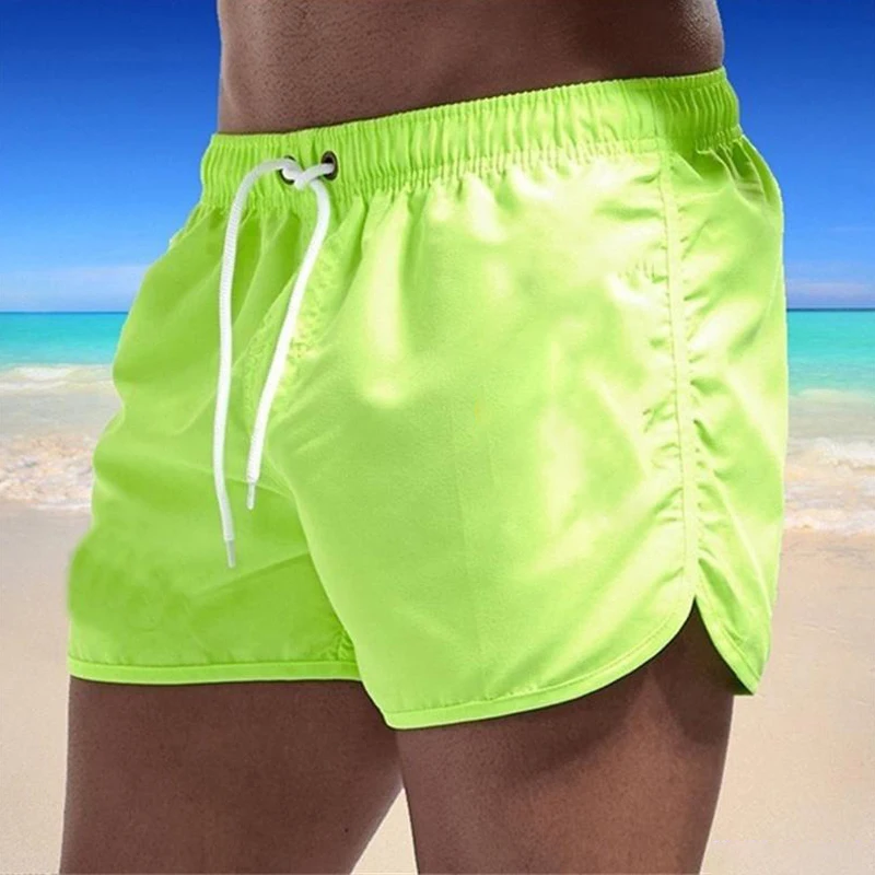 Men\'s Swimming Shorts Quick Dry Elastic Waist Design Surfing Water Sports Beach Swimming Drawstring Shorts Summer