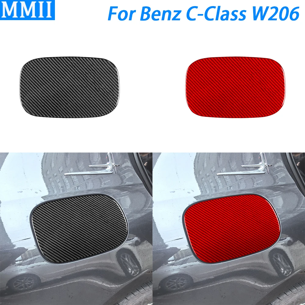 For Benz C-Class W206 2022-2024 Real Carbon Fiber Exterior Fuel Tank Gas Cap Cover Decorative Car Decoration Accessories Sticker