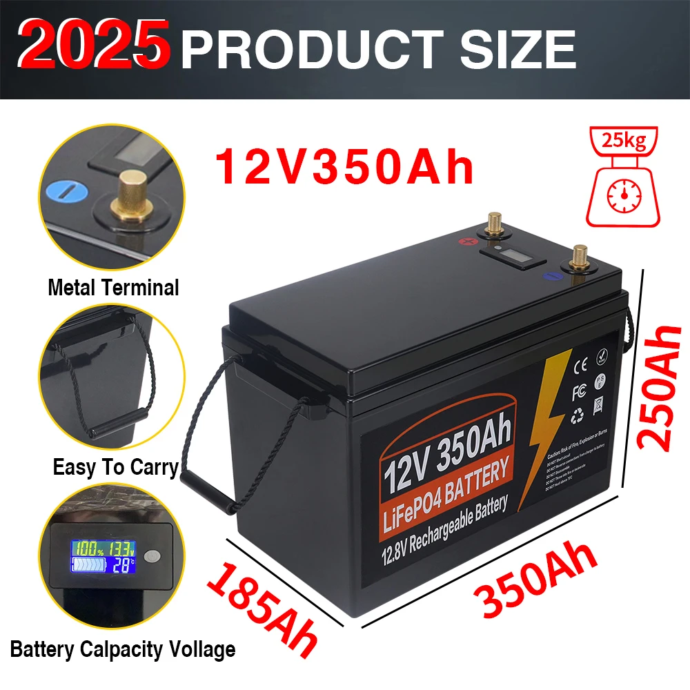 

12V 24V 100AH 350AH 300AH LiFePO4 Lithium Iron Phosphate Battery Built-in BMS 6000 Cycles For RV Camper Golf Cart Solar TAX FREE