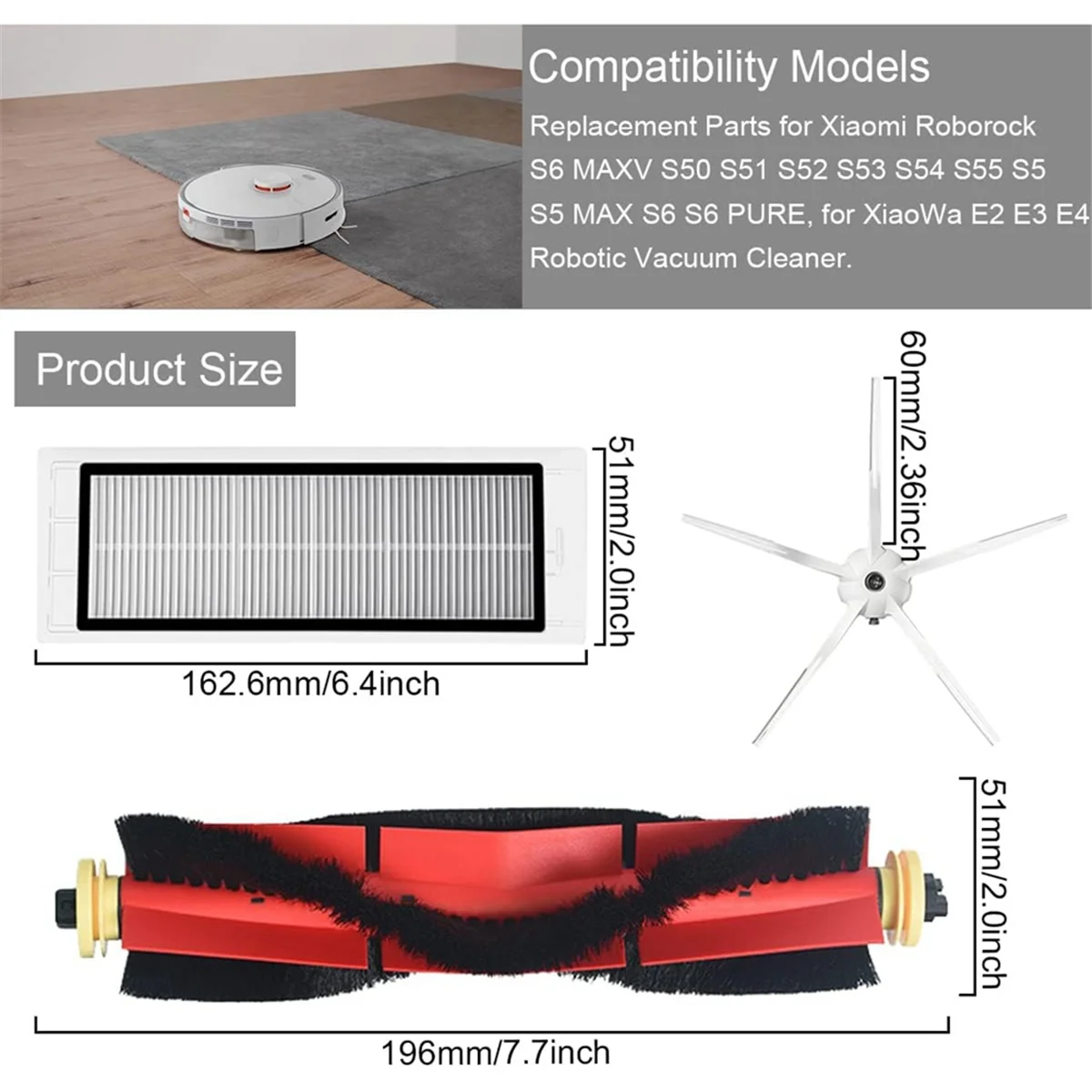 Zestaw akcesoriów A20M do odkurzacza S5 MAX S6 S60 S65 S6 MAXV S6 Pure E4 Główna szczotka boczna Filtr Hepa